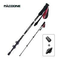 PACOONE Ultralight Folding Multifunction Trekking Pole Portable Anti Shock Alpenstock Snow Walking Stick Outdoor Climbing Hiking