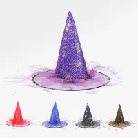 10pcs Kids Halloween Witch Hat Party Ball Decoration Props Ghost Festival Spider Magic Wizard Holiday Accessories