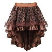 【CC】┋♝๑  Steampunk Floral Skirt Asymmetrica Low Skirts Burlesque Corsets Clubwear S-6XL