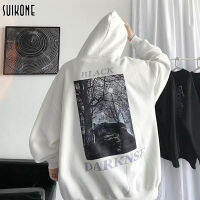 Suikone เสื้อสเวตเตอร์แขนยาวมีฮู้ดสำหรับผู้ชาย,เสื้อสเวตเชิ้ตเสื้อฮู้ดแบบสปอร์ตลำลองเสื้อผ้าผู้ชายไซส์ใหญ่แบบสตรีทแวร์