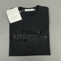 Maison Kitsu23ใหม่เสื้อทรงหลวมพิมพ์ตัวอักษรอังกฤษโจ๊กเกอร์ผ้าฝ้ายชายและหญิงที่มีปก + ป้ายเหมือนกัน