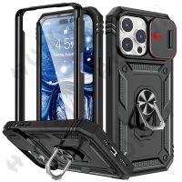 Design Case For iPhone 14 13 12 11 Pro XS Max 8 7 Plus 360 Full Body Rugged Protective Slide Camera Stand Protection Ring Cover  Screen Protectors