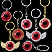 【DT】Esspoc Albania Flag Key Chain Fashion Glass Dome Keychains Keyrings Patriot Souvenir Gifts Albanian Flags Jewelry Accessory hot