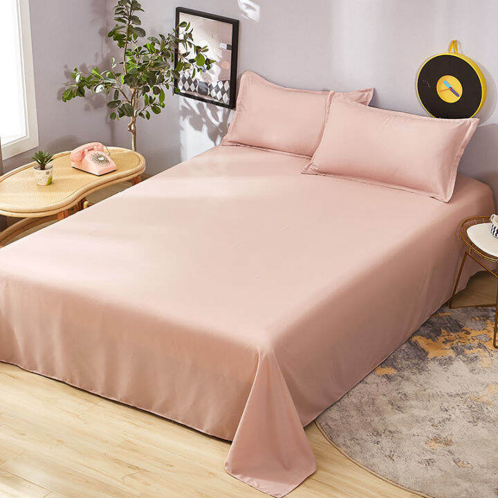 ผ้าปูที่นอนเรียบ-sprei-bed-cover-สีพื้นสำหรับล้างในบ้านสำหรับเดี่ยว-คู่-ควีน-เตียงราชา