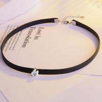 100 925 Sterling Silver Trendy Round Shiny Crystal Lady Choker Necklace Promotion Jewelry Women Short Rope Chains Gift