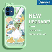 เคส Dienya สำหรับ iPhone 12 iPhone 12 Pro Max เคสรูปโบว์ลายการ์ตูนเป็ดนิ่มกันกระแทกเคสโทรศัพท์โปร่งใสป้องกันการตกหล่นซิลิก้าเจลฝาครอบป้องกันเลนส์กล้องถ่ายรูป