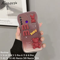 Kanavi เคสมือถือไล่สีแฟชั่นสำหรับ Realme 5 5i 6i 5S C3 5 Pro 6 7i 8 8 8 Pro 9 4G 9i 10 4G Narzo 50i Narzo 50A หรูหรา3D ตุ๊กตาหมีฝาครอบโทรศัพท์ลายลอนใหญ่