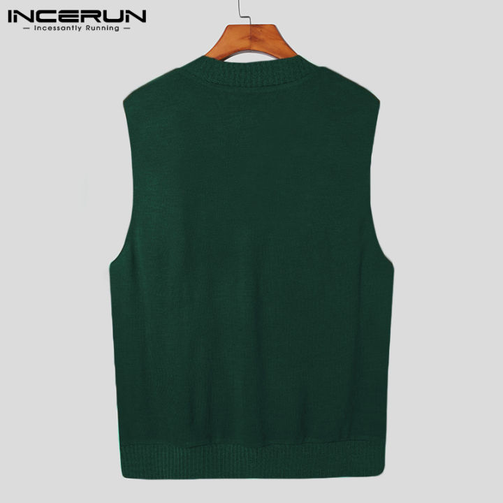 incerun-เสื้อถักกันหนาวแบบย้อนยุคสำหรับผู้ชาย-เสื้อกันหนาวแฟชั่นสไตล์เกาหลีเสื้อสวมหัวแบบถักมีเชือกสไตล์วินเทจ