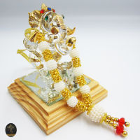 Ananta Ganesh ® พวงมาลัย handmade มุก ลูกปัดทอง (อินเดียแท้) ขนาด 5" พระพิฆเนศ พระแม่ลักษมี ท้าวเวสสุวรรณ Ma08 MAP