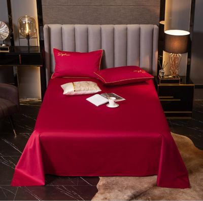 【CW】 Cotton Color Bed sheet Pillowcases Flat Sheet Soft Cover Wedding
