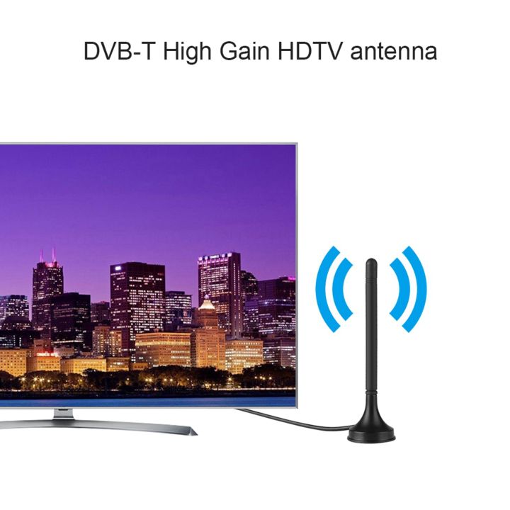 เสาอากาศทีวีสำหรับทีวีดิจิตอลแบบพกพาในร่ม-hdtv-เสาอากาศรถยนต์พร้อมฐานแม่เหล็กและตัวขยายสัญญาณในตัว-uhf-vhf-dual-band