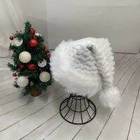 New Christmas Hat White Silver Small Ripple 31x43cm Plush Christmas Decoration Hat 2022 navidad ofertas