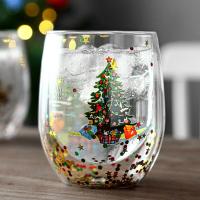 2022 New Christmas Double Wall Glass Beer Cup Heat-resistant Double-layer Heat Resistant Insulated Shot Glasses Christmas Cup