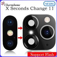 CHARMHOME หรูหรา กระจก รองรับแฟลช วินาทีเปลี่ยน สติกเกอร์เลนส์กล้องปลอม ปกกรณี สำหรับ iPhone XR X ถึง iPhone 11 Pro Max