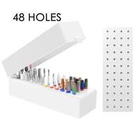 48 Holes Nail Drill Bits Holder Storage Box for Milling Cutter Acrylic Drill Bit Holder for Nails Dustproof Home Salon Use