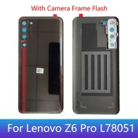 Original New For Lenovo Z6 Pro L78051 Glass Lid Back Battery Cover Housing Door Rear Case With Camera Frame Flash