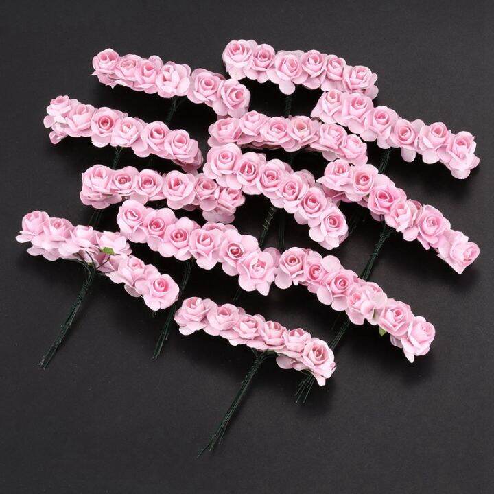 144pcs-mini-petite-paper-artificial-rose-buds-flowers-diy-craft-wedding-decor-home