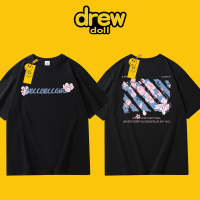 Drew S Co-Brand เสื้อยืดแขนสั้นผ้าฝ้ายผู้ชายและผู้หญิงลำลองอเมริกันอินเทรนด์เสื้อคู่แฟชั่นหน้ายิ้มทันสมัย