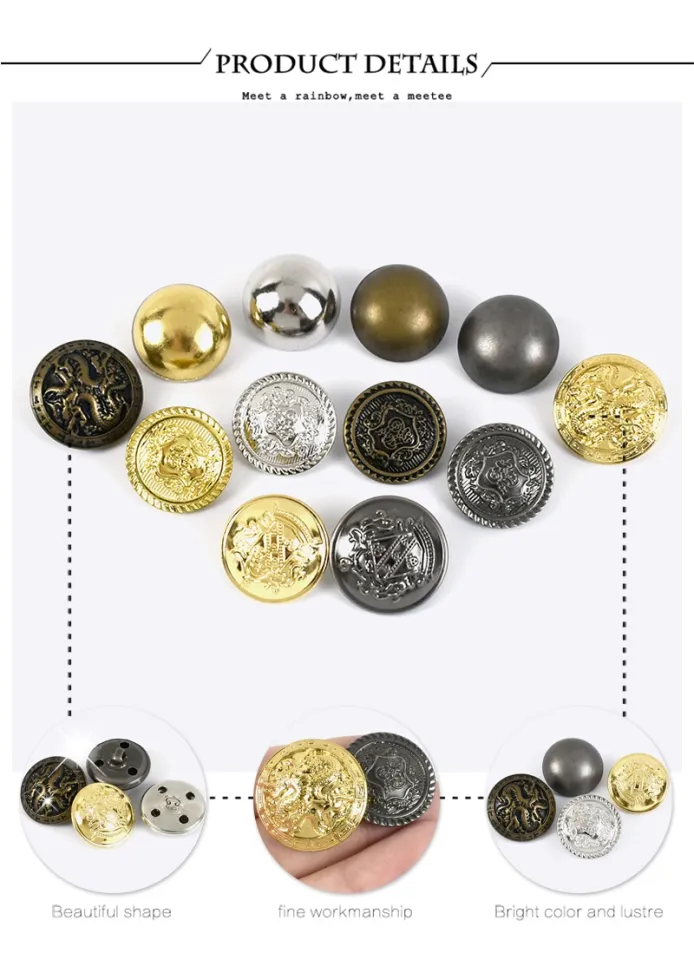 Meetee 10/50Pcs 15-25mm Metal Buttons Antique Brass Mushroom Shank Button  for Clothing Decorative Buckle Jeans Repair Kit Clasp