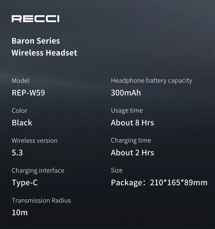 Recci REP-W59 BARON SERIES Bluetooth Earphone description image 6