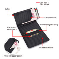 DIENQI Rfid Carbon Fiber Men Wallets Leather Card Holder Slim Thin Wallet Small Coin Money Bag Male Brand Mini Magic Walet 2021