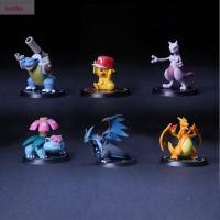 LZYBIM 6ชิ้น/เซ็ต Charizard X Squirtle Mewtwo Charizard ตุ๊กตาขยับแขนขาได้จำลองของเล่นโปเกมอน Pikachu