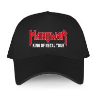 หมวกหมวกแก๊ปเบสบอลมียี่ห้อสีดำหมวกเบสบอลผู้ชายหายาก MANOWAR Kings Of Metal VTG Man หมวกฤดูร้อนสตรี Edream