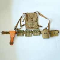 MILITARY WW2 US COMBAT GEAR SET 1911 HOLSTER HAVERSACK AMMO POUCH BELT CANTEEN SET COMBINATION MILITARY WAR REENACTMENTS