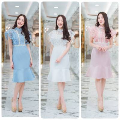 M/XL ส่งฟรีเดรสงานป้าย Fairy Angel เดรสไปงานแต่ง เสื้อลูกไม้งานแต่ง ชุดลูกไม้ไปงาน ชุดใส่งานบวช ชุดออกงานแต่ง ชุดลายดอกไม้ ชุดไปงานบวช ผญ