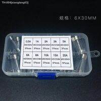 ♣✴ 50Pcs 6x30mm Quick Blow Glass Tube Fuse Assorted KitsFast-Blow Glass Fuses 0.5A 1A 2A 3A 6A 8A 10A 15A 20A