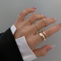 【CW】 7pcs Fashion Jewelry Rings Set Hot Selling Metal Alloy Hollow Round Opening Wedding Gifts