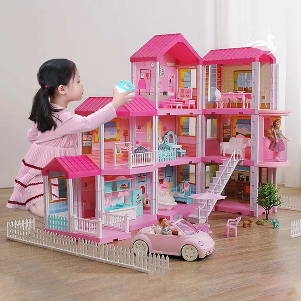 Bộ đồ chơi bằng gỗ mô hình ngôi nhà búp bê cho bé