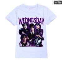 （HOT)Wednesday Addams ครอบครัวอดัมส์เด็กฤดูร้อนเด็กแขนสั้น T เสื้อ 2162