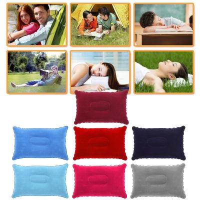 ℗▩ Portable Ultralight Inflatable PVC Nylon Air Pillows Camping Sleep Cushion Travel Hiking Beach Car Plane Head Rest Camp Gears