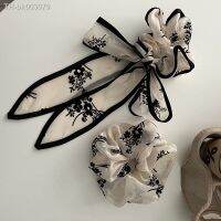 ☁❈☼ Flower Sausage Ring Female Tie-up Hair Ornament Romantic Advanced Embroidery Big Bow Hair Rope High Elastic Rubber Band Headwear