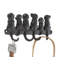 DRELD Cast Iron Wall Mounted Dog Hanger Keys Holder with Hooks Retro Key Hanger Coat Hat Racks Kitchen Bathroom Accessories