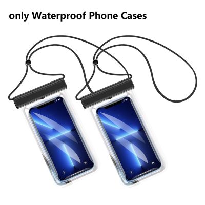 Tas ponsel renang tahan air 7.0 inci 2 buah tas ponsel renang tahan debu dengan tali klip penyegel aman casing penutup ponsel selam transparan