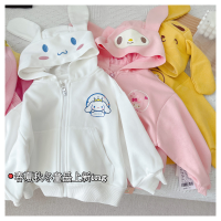 อะนิเมะ Sanrioed My Melody Kuromi Cinnamoroll Purin Dog เด็กน่ารัก Hooded Zipper Sweatshirt Kawaii แขนยาว Warm Coat Tops