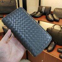 2023 New★ Wallet mens leather woven clutch bag youth business casual classic lambskin woven long womens bag bv163