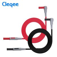 Cleqee ปลั๊ก4มม. กล้วยแบบฉีดสายเคเบิลทดสอบมัลติมิเตอร์สำหรับ P1033 P1032สายทดสอบแบบตรงไปยังสายเคเบิลทดสอบโค้ง