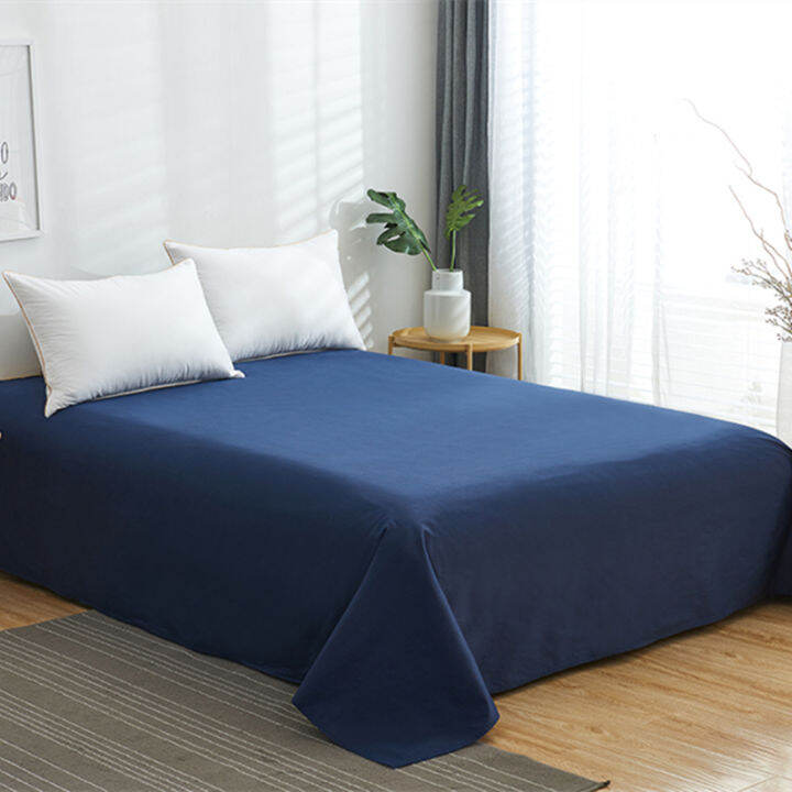 Solid Color Flat Sheet Queen King Size Bedsheet Cotton Bedding Home