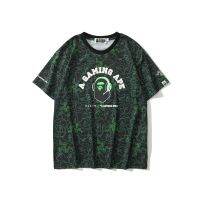 ยี่ห้อแฟชั่น BAPE Shark Razer เสื้อกล้าม E-Sports แขนสั้นของผู้ชายเสื้อยืดลายพรางสีเขียวหน้าร้อนผ้าฝ้ายแขนสั้นครึ่ง