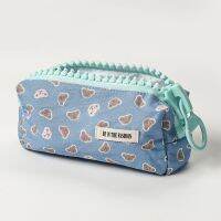 New big thick zipper cute cartoon bear head bag ins style pencil case