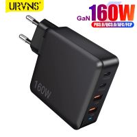 URVNS 160W GaN Fast Wall Charger 4 Ports QC18W USB C PD 65W Power Adapter for MacBook Pro/Air iPad USB-C Laptops iPhone 14/13/12