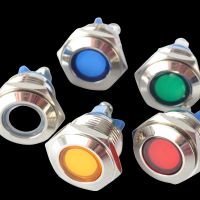 19mm Waterproof Metal Flat Round Indicator LED Lamp Signal Pilot Light often work with push button switch