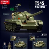 WW2 T-54S รถถังกลาง2023 SLUBAN โซเวียตบล็อกตัวต่อสงครามโลกครั้งที่2ฟิกเกอร์รูปทหารอิฐชุดประกอบโมเดลของเล่นของขวัญ