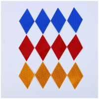 【cw】 Red, Yellow and Blue Three-Color Diamond Rear Fender Reflective Sticker Accessories Night Travel Equipment Bicycle Motorcycle ！