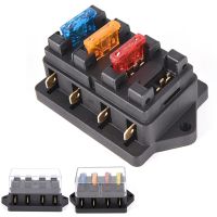 1 Pcs NEW Car 4 Way Circuit Standard ATO Blade Fuse Box Block Holder 12V / 24V+4 Way Fuse For 22mm Handlebar Motorcycles E-Bikes Fuses Accessories