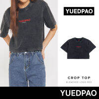 Yuedpao No.1 เสื้อยืดครอป ผ้าหนาทรงสวย ยับยากรีดง่าย รับประกันไม่ย้วย 2 ปี เสื้อ Crop Bleached logo red