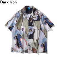 Dark Icon เสื้อแขนยาวพิมพ์ลายสำหรับผู้ชาย,เสื้อสตรีทเสื้อเบลาส์ผู้ชายผ้าบางใส่ได้ในฤดูร้อน